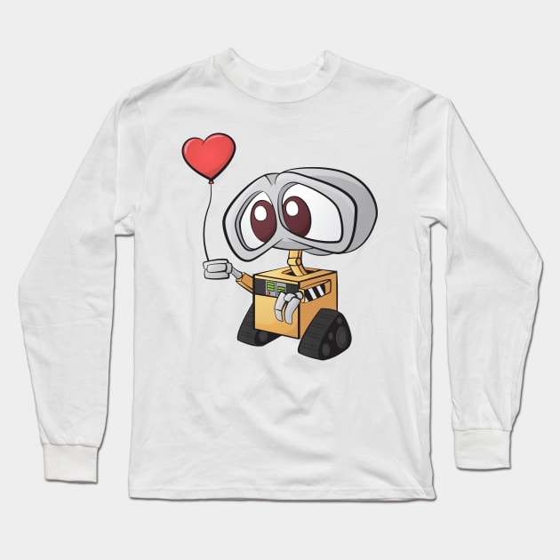 Sad Wall-E with Heart Balloon Long Sleeve T-Shirt by casbuijsman